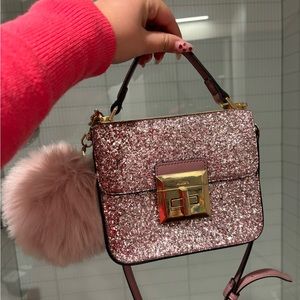 Aldo Bags Sparkly, Pink, Pom Pom crossbody bag